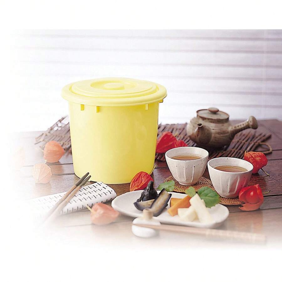 漬物樽 丸型 押ぶた付き アイボリー 15L つけもの樽 NI15型 日本製 衛生試験合格品 - 15L&丸型 本体 - チェックする 1