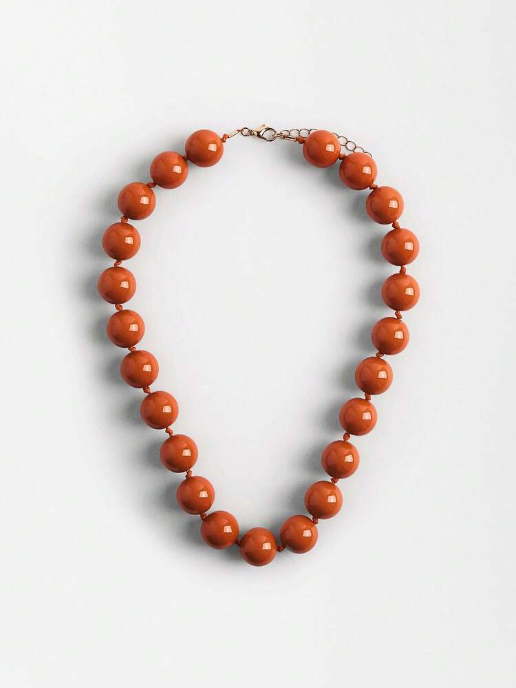 1件波西米亚风圆形几何塑料亚克力串珠绳结项链，手工饰品，女士礼物，日常佩戴 - 彩色 - 查看 26