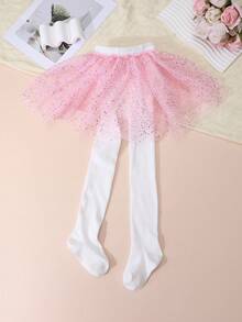 1 pieza Mallas de tutú de malla con estrellas para niñas, medias de ballet, adecuadas para primavera, verano y todas las estaciones - Multicolor - Ver 8