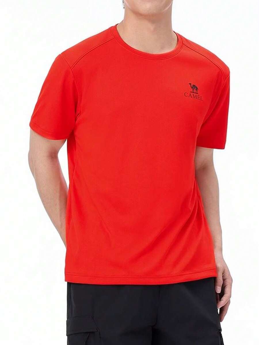 CAMEL CROWN Men's Outdoor Quick-Dry T-Shirt, Lightweight Breathable Moisture-Wicking Cooling Sun Protection Round Neck Short Sleeve T-Shirt, Summer - Red Flame Orange - View 1