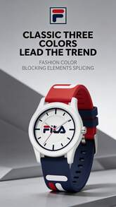 FILA FLS38-6340 Silicone Sports Watch: Vibrant Color-Blocking Design, Simple And Stylish Dial, Unisex, Versatile For Campus, Sports, And Everyday Wear. White. - White - View 1