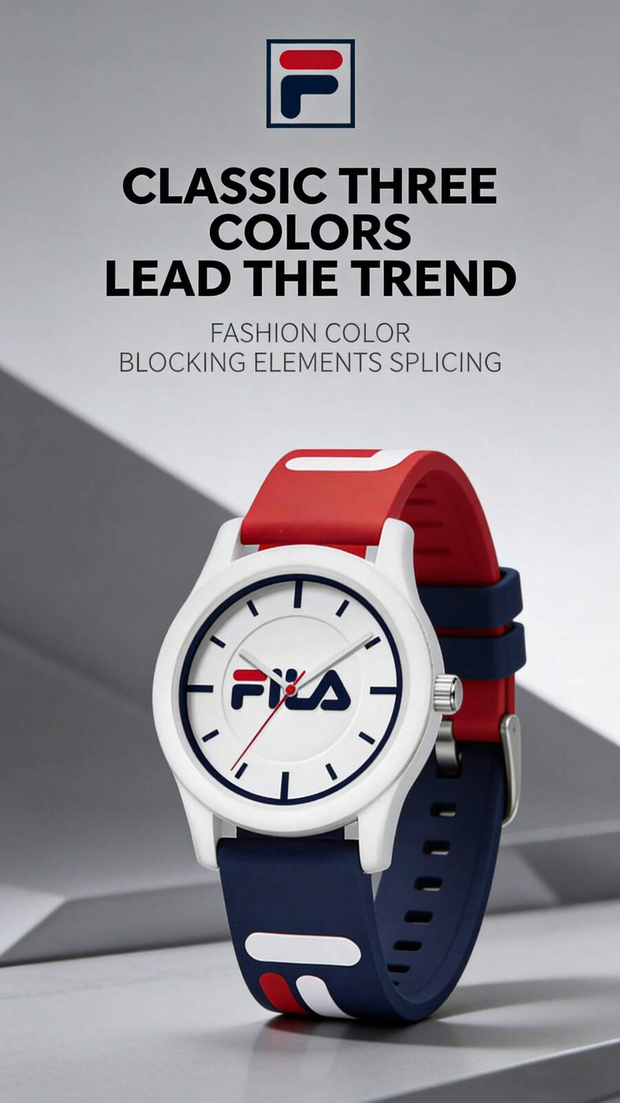 FILA FLS38-6340 Silicone Sports Watch: Vibrant Color-Blocking Design, Simple And Stylish Dial, Unisex, Versatile For Campus, Sports, And Everyday Wear. White. - White - View 1
