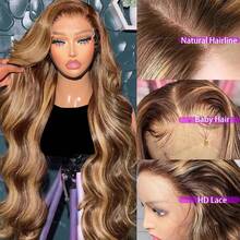 28 Inch HD Lace Front Wig Human Blended Hair 13x4 13x6 5x5 Lace Frontal Wigs 4/27 Highlight Ombre Body Wave Brazilian Virgin Hair Pre Cut Pre Plucked Glueless Wigs With Baby Hair - SP4/27 - View 5