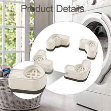 4 Pieces Anti Vibration Pads Support Feet Mat Multipurpose Non Skid Compact Accessories Universal For Washing Machine, White - White - View 3