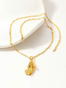 1件18K镀金铜貔貅吊坠项链，3D立体浮雕吞币造型，适合男士日常佩戴、节日及礼品馈赠 - 彩色 - 查看 7