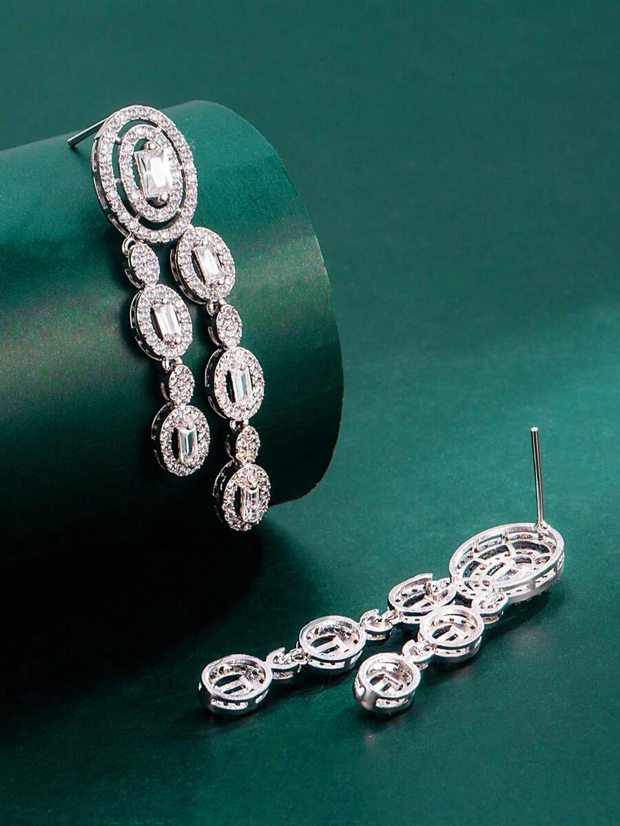 1对Tylionnejewelry奢华女士耳环，优雅珠宝礼品，适合约会、婚礼、派对、周年纪念日等场合。 - 銀色 - 查看 1