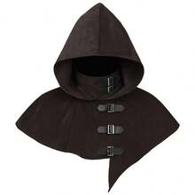 COS Medieval Hooded Cloak Vintage Cloak Stage Performance Costume, Role-Playing Cloak - Black - View 6