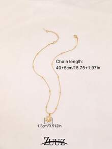 1件装时尚镀金不锈钢天然石太阳吊坠项链，女士派对闺蜜礼物 - 項鍊 - 查看 5