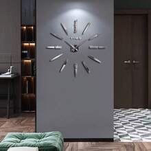 ساعة حائط صامتة ذاتية اللصق بتصميم إبداعي بسيط جديد 2026 - ساعة ديكورية DIY لغرفة المعيشة/الدراسة - ساعة رقمية - ساعة ملصق حائط مرآة - ملصق حائط - مكتب - غرفة نوم - ديكور المنزل - مقاس واحد - مشاهدة 7