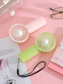 Mini Handheld Electric Fan With Lanyard, Lightweight & Cute, Battery Not Included, Suitable For Office, Outdoor, Travel, Camping, Beach And Holiday, Essential For Spring & Summer, Bridesmaid Gift And Bedroom Decor, Unisex - Multicolor - View 2