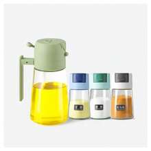 OISE ART STORE Set Dispenser Dosatore 2 In 1 Oliera Spruzzatore Olio Con 3 Contenitori Condimenti Cucina - - Multicolore - Visualizzare 1