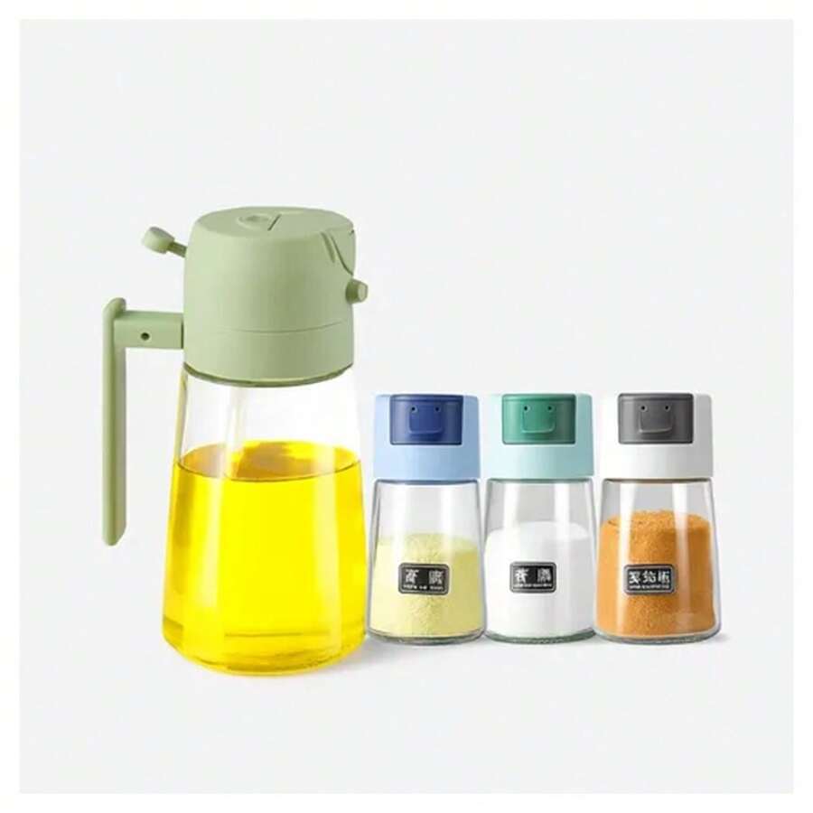 OISE ART STORE Set Dispenser Dosatore 2 In 1 Oliera Spruzzatore Olio Con 3 Contenitori Condimenti Cucina - - Multicolore - Visualizzare 1