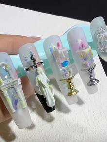 1pc Silicone Mold For Nail Art, Statue Of Virgin Mary, Cross, Goddess Statue, Angel 3D Carved Transparent Nail Gel Mold - Clear - View 6