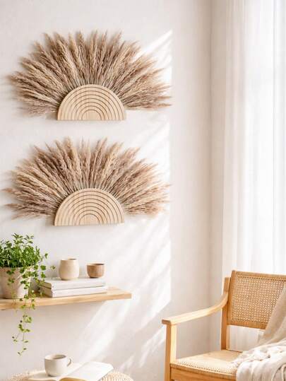 Drewniana doniczka ścienna w stylu boho w kształcie półksiężyca (1 szt./2 szt.), kwietnik ścienny w kształcie łuku tęczowego, dekoracja ścienna w stylu boho, dekoracja ścienna w stylu boho, dekoracja do salonu i sypialni, wystrój domu w neutralnych tonacjach, ręcznie robiona doniczka ścienna, minimalistyczny wystrój domu w stylu boho, prezent dla miłośników stylu boho