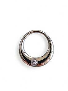 1 pieza Aro de nariz de titanio G23 con circonita redonda, pendientes de cartílago de oreja, trágus, hélice, concha y lóbulo, joyería de perforación corporal de aro de septum - color titanio - Ver 8