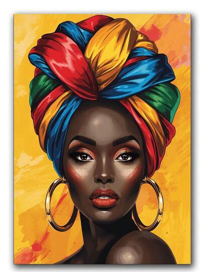 Colorful Headscarf For African Women 5D Diamond Painting Kits For Adults, Diamond Art Diamond Painting Full Drill Crystal Rhinestone Embroidery Craft Kits For Home Wall Decor Gifts