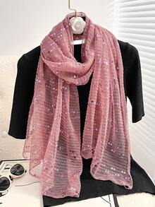 1pc New Spring And Summer Sequin Scarf Shawl Headscarf Sunscreen Beach Scarf, Suitable For Beach Vacation Shawl, Adds Highlights To Your Style And Is A Festive Gift - Scarf - View 10