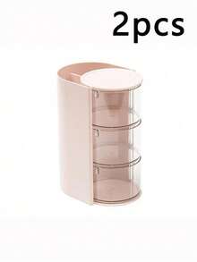 1/2pcs Minimalist Rotating Makeup Organizer Box, Small Desktop Makeup Sponge, Makeup Brush, Hair Tie, Hair Clip Storage Box, Makeup Sponge Holder, Rotating Dustproof Vanity Organizer - Multicolor - View 18