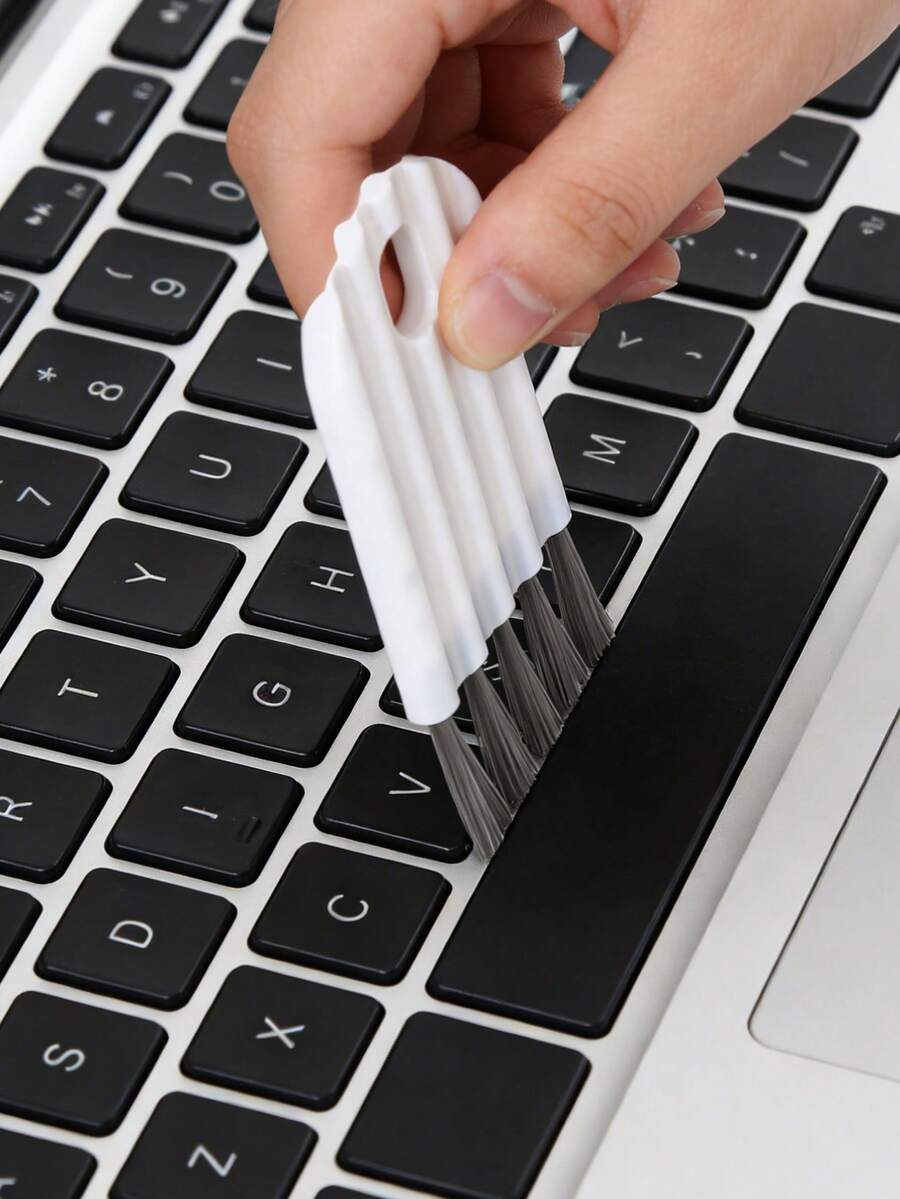 Keyboard Crevice Cleaning Brush - Computer Keyboard Brush, Multi-Functional Computer Cleaning Set - Bendable Cup Lid Slot Brush - Suitable For Computer, Office And Home Cleaning, Soft Bristle Keyboard Brush, Corner Crevice Duster And Keycap Puller, Soft Bristle Keyboard Cleaning Brush - White - View 1