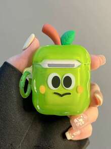 1个趣味树叶绿苹果表情耳机盒，适用于 Pro第三代、新款第四代、第二代、1/2代，情侣款设计，防摔耳机盒（不含耳机） - 綠色 - 查看 6