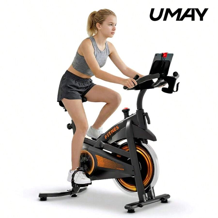 UMAY 4-In-1 Exercise Bike Quiet Folding Magnetic Upright Bikes With Arm Resistance Bands Home Workout Use,16 Levels Of Resistance,Machine Max Weight 300 Lbs - 黑色 - 查看 1