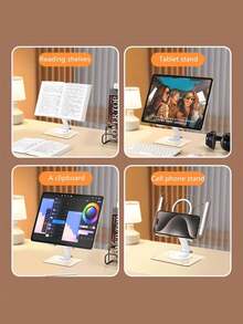 1个高透明亚克力平板电脑支架，多功能笔记本电脑桌面支架，360°旋转可折叠，可调节手机/阅读支架 - 彩色 - 查看 3