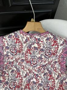 Áo khoác không tay dáng suông thanh lịch, in họa tiết jacquard, chất liệu cotton, dành cho nữ, màu hồng thu đông, thương hiệu GMFP Petite. - Hồng - Xem 10