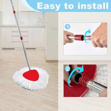 1个旋转拖把替换杆，兼容/O-Cedar旋转拖把杆，美式螺纹接头，高品质材料，易于组装，拖把杆手柄，清洁用品，返校季必备 - Pole - 查看 5