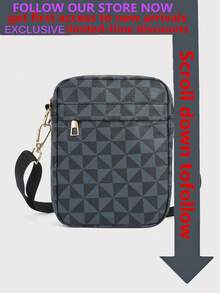 新款男士休闲多功能单肩包，斜挎包，旅行收纳包，复古印花单肩包 - 藏蓝色 - 查看 2