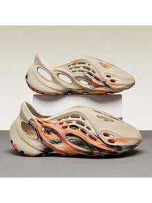 Zapatillas de espuma para correr para mujer y hombre, zapatillas Hollow Cloud ligeras sin cordones, zapatillas de paseo transpirables, sandalias de playa suaves. - Camuflaje beige y naranja - Ver 1