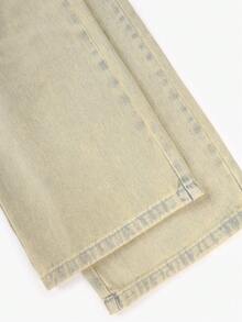 2026夏季女式宽松休闲黄色工装牛仔裤，Y2K风格水洗阔腿牛仔裤，性感街头风水洗牛仔裤 - 復古黃 - 查看 12