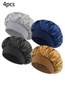 Women's Elastic Hair Bonnet 2025 Summer  Plain Color Soft Comfy Hair Care Sleep Bonnets For Preserving Hairstyle Lightweight Chic Accessories Gift Daily Use - 彩色 - 查看 2