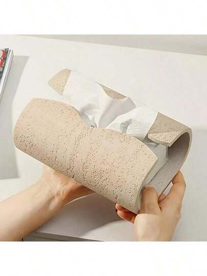 1pc Curved Resin Tissue Box Holder, Minimalist Elegant Design, Durable, Suitable For Dining Room, Bathroom, Living Room, Vanity Top Decor, Creative Home Decor And Bathroom Accessory, Ideal Holiday Party Gift
