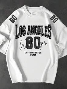 Kit 2 Camisetão Oversized Streetwear Los Angeles 80 Urbana Unissex Algodão Premium Fitness Casual - Bege-Branco - Visão 3