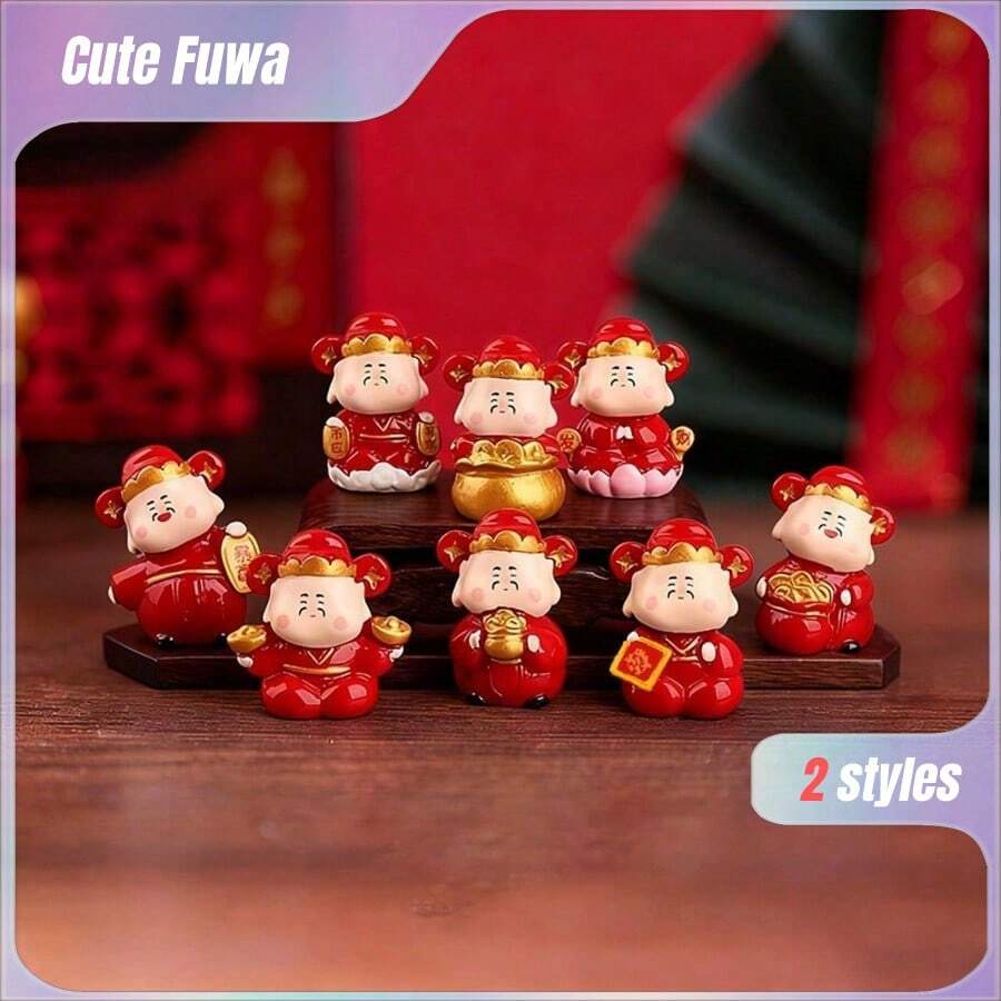 Miniature Landscape Creative New Year God Of Wealth (Random Style) Ornament, Resin DIY Decoration And Accessories, Car, Office, School Desktop Decor - Multicolor - View 1