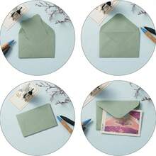20pcs Envelopes + 20pcs Cards, Includes Green Blank Greeting Cards & Small Self-Adhesive Envelopes, Suitable For Graduation Ceremony, Invitations, Baby Shower, Wedding And RSVP Cards - Green - 20pcs - View 5