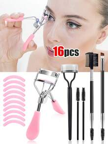 12-Piece Fashion Eyelash Curler And Eyebrow Grooming Kit Includes 1 Pink Eyelash Curler, 10 Replacement Silicone Pads, And 1 Small Transparent Storage Pouch, Featuring A 10-Second Rapid Curling Design With Outstanding Curling Results. - Multicolor - View 7