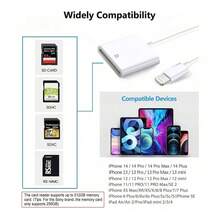 SD Card Reader Compatible With IPhone, USB C/Lightning Interface, Compatible With IPhone 17/16/15/14/13/12/11/XR/Xs Max/7/8 Plus/SE, Camera Storage Card Reader For Samsung Galaxy, - 白色 - 查看 6