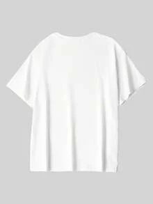 春秋街头风休闲时尚简约趣味日常百搭Y2K运动节日装：男女皆宜的印花T恤，舒适透气，适合多种场合，为你的生活增添一抹魅力 - 白色 - 查看 5