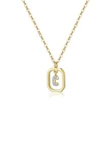 ANDYWEN 1 pieza Collar de moda plata de ley 925 26 letras - Dorado - Ver 3