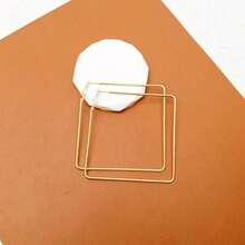 1 Pair Oversized Geometric Square Hoop Earrings, Exaggerated Fashion Classic Earrings For Women's Daily Wear - 黃金 - 查看 3