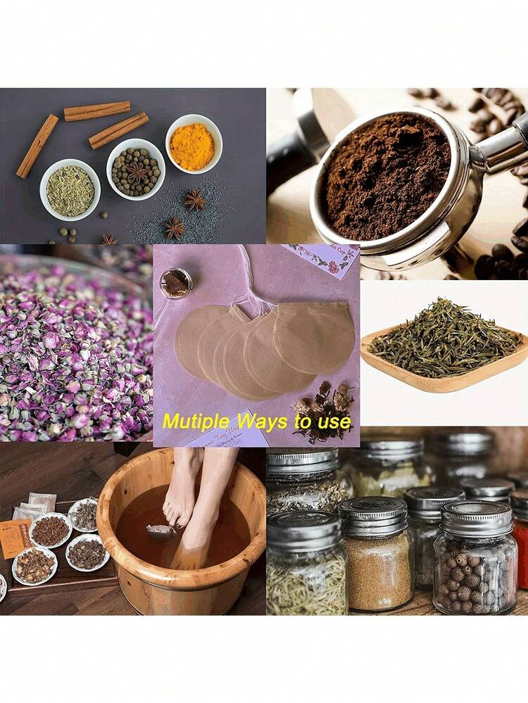 100個抽繩茶包，適用於過濾散裝茶、草本茶、中藥粉末等，細網設計防止殘渣滲漏，適合居家、辦公室、旅行等場景 - 彩色 - 查看 4