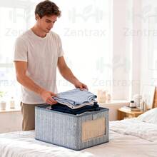 Hộp đựng đồ có cửa sổ quan sát, thiết kế mở và không có nắp đậy, bề mặt trong suốt, công cụ phân loại đồ dùng gia đình, kế hoạch sắp xếp quần áo, quản lý tủ quần áo phòng ngủ, tận dụng không gian giường ngủ, sắp xếp quần áo theo mùa, sắp xếp áo len, lưu trữ tập trung áo phông và khăn quàng cổ. - Xám - Xem 9