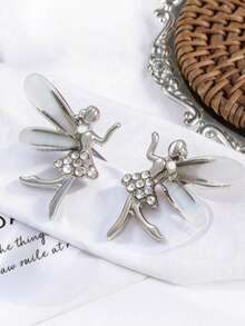 1 Pair Cute Mori Style Delicate High-End Creative Fairy Earrings (Random Crystal Quantity) - Silver - View 2