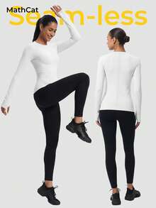MathCat 3 Pack Women's Compression Shirt Long Sleeve Workout Tops Athletic Baselayer Quick Dry Gym Yoga Running T-Shirt - Trắng #Trắng #Trắng - Xem 6