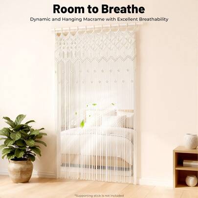 RustyVioum Lace Wall Hanging Tapestry Home Room Door Curtain Wall Hanging Art Woven Wall Decoration 90x 180cm Hand-Knitted Curtain Tapestry Beige For Living Room, Bedroom, Dining Room