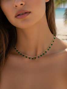 imoli Gargantilla con diseño de diamante de imitación - Verde - Ver 2