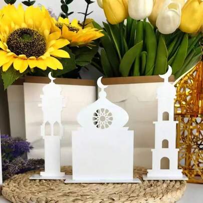 1件亚克力新月形桌面展示套装，适合斋月和开斋节——是中东和阿拉伯斋月社区派对和家居装饰的完美之选