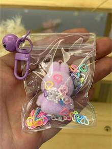 1pc Limited Edition KEYCEO Bunny Doll Series PVC Teenage Puppet Hand Doll, Exquisite Sakura-Shaped Keychain And Transparent Protective Bag With Glitter Design, Portable, Suitable As New Year, Valentine's Day, Back To School, Thanksgiving, Christmas Limited Edition Gift, Party Favor, Home Decor, Bag Charm - Multicolor - View 13