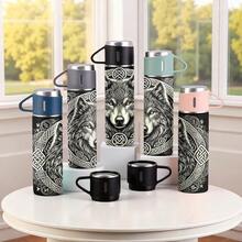 1set Of 16oz New Year's Pattern Insulated Water Bottles, Suitable For Holiday Gifts, Father's Day, Mother's Day, Office, Camping, And Valentine's Day Gifts. - Multicolor - View 9